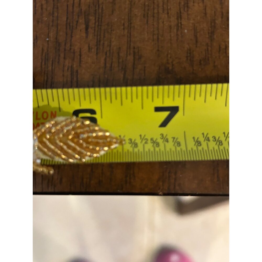 Floral Hair Barrette Bridal Prom Formal Gold-Tone Beaded & Silvertone Sequin - Picture 10 of 10